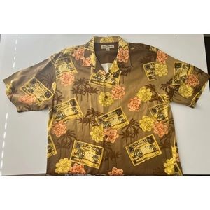 Tommy Bahama 100% Silk Floral and Postcard Shirt Mens Large